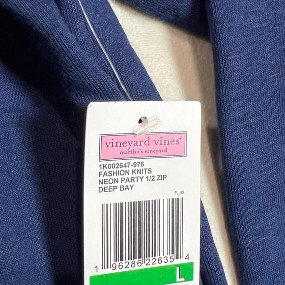 NWT Men’s Large Vineyard Vines Navy Blue Quarter-Zip Sweater - Picture 4 of 9
